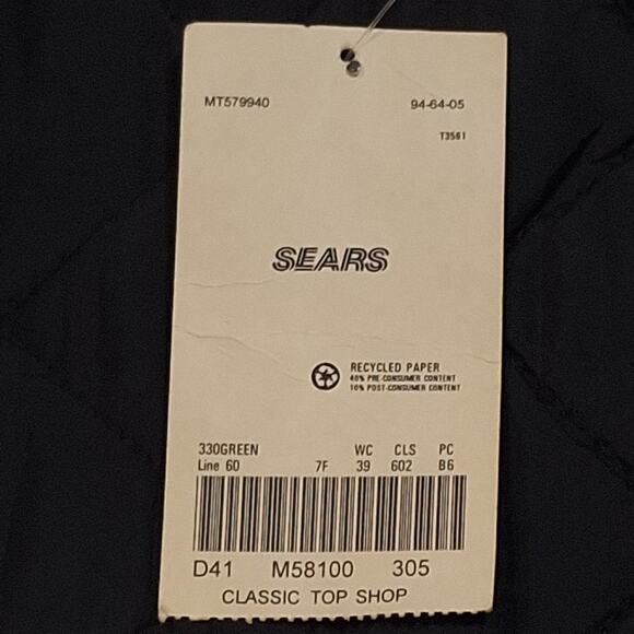 David Taylor XL Quilted Flannel Jacket Blue Cream Plaid Vintage Sears with tags - Picture 9 of 16